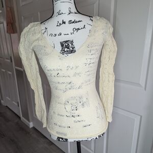 Intimately Free People Cream Lace V-Neck Women’s Sweater